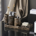 Accessori per Bagno in Marmo Naturale Scuro Dispenser di Lusso per Bagno