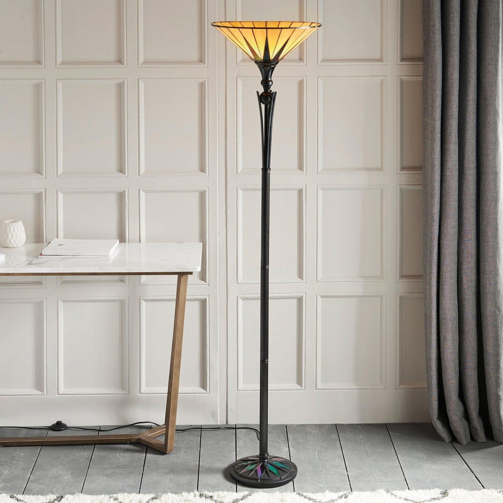 Lampada da Terra Tiffany Dark Star Uplighter Interiors 1900