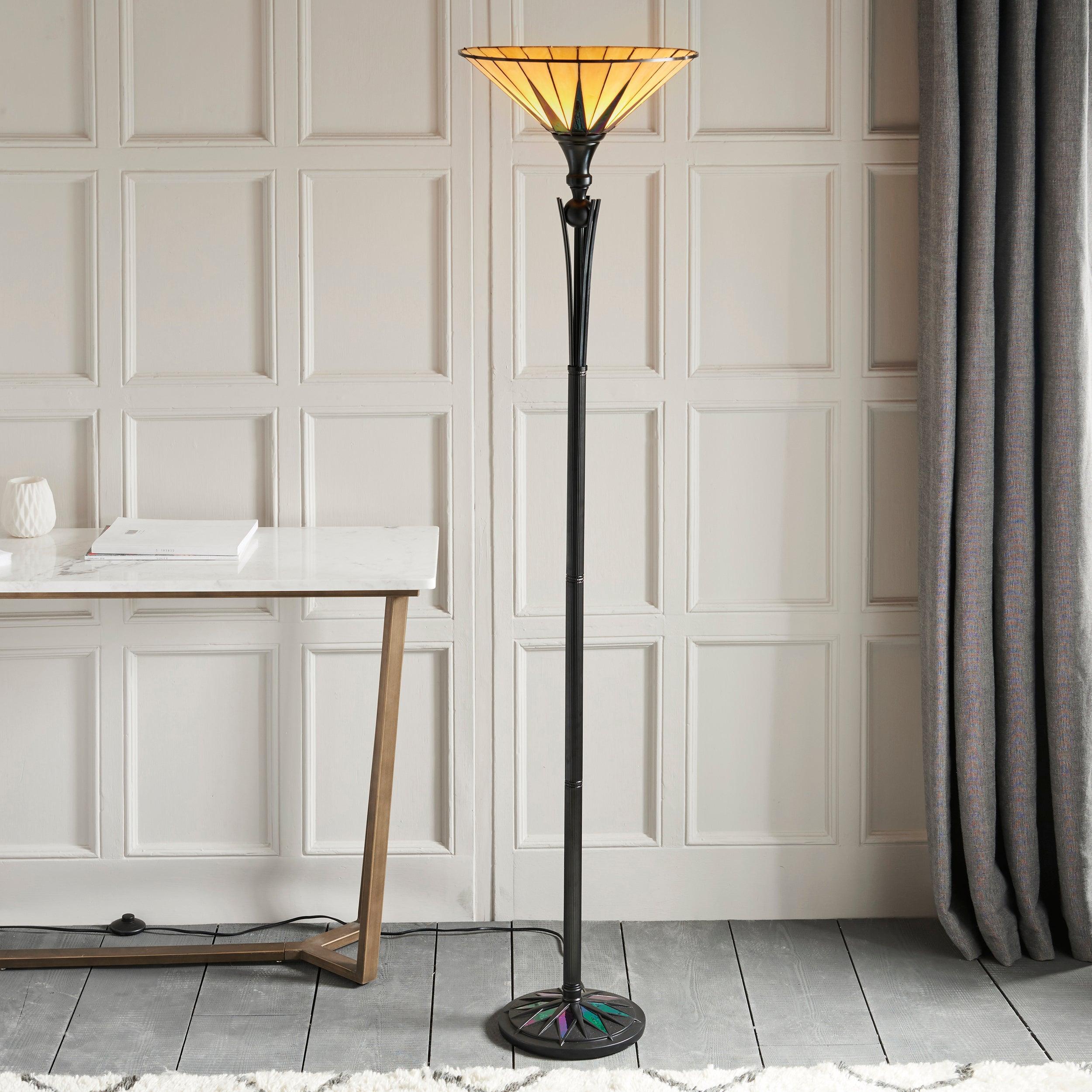 Lampada da Terra Tiffany Dark Star Uplighter Interiors 1900