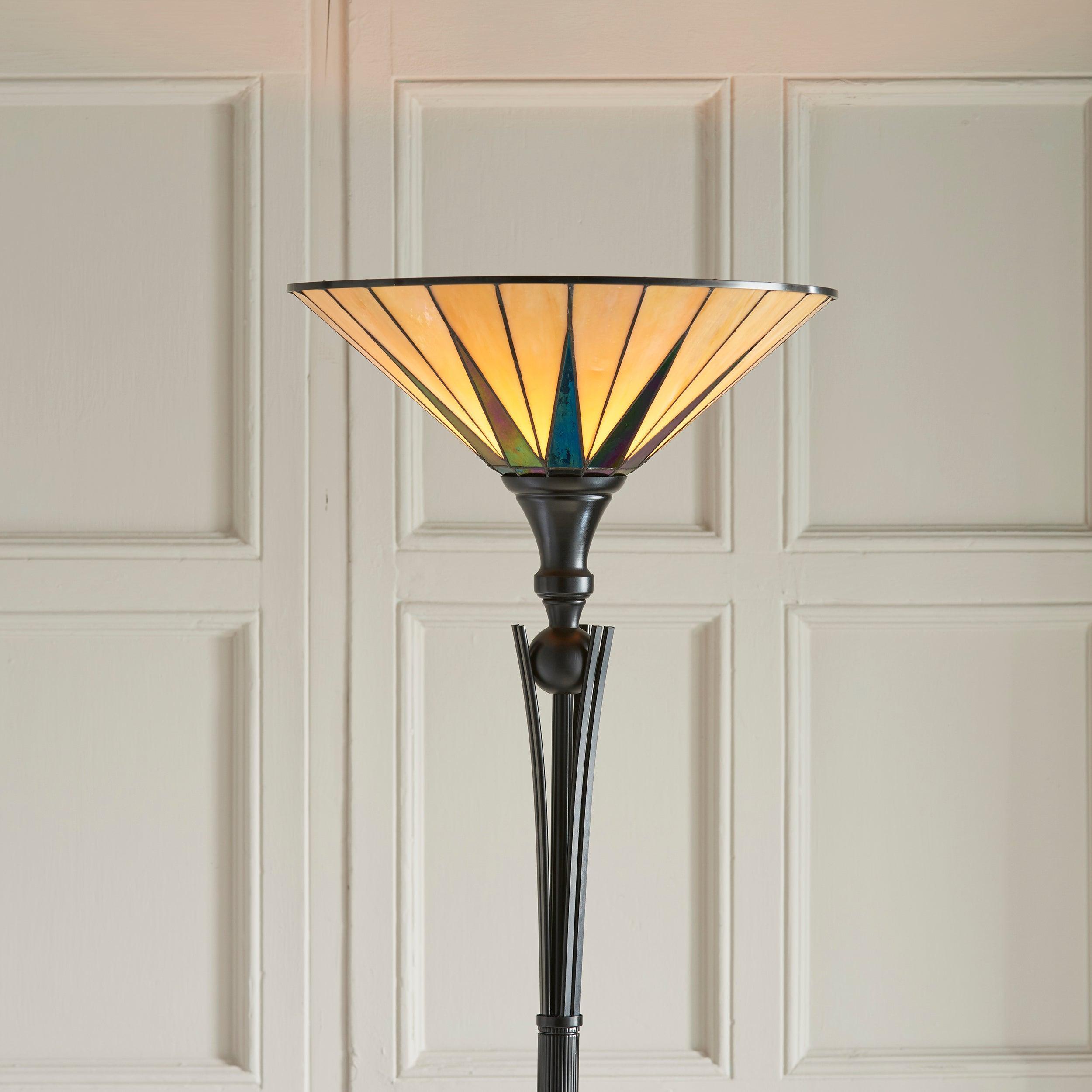 Lampada da Terra Tiffany Dark Star Uplighter Interiors 1900
