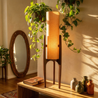 Lampada da Terra in Legno Design Minimalista Luce Ambiente Moderna