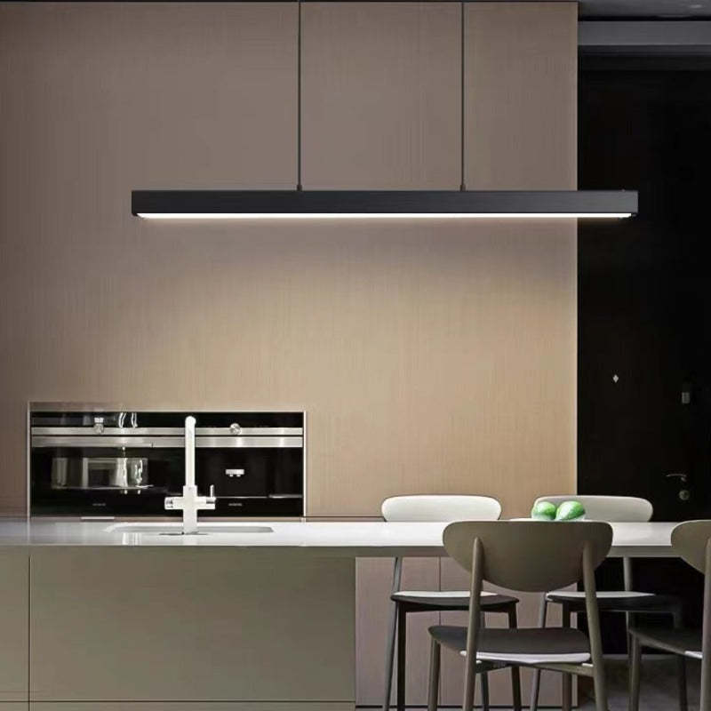 Lampada a sospensione LED in metallo lineare moderno Thala Nera/Marrone
