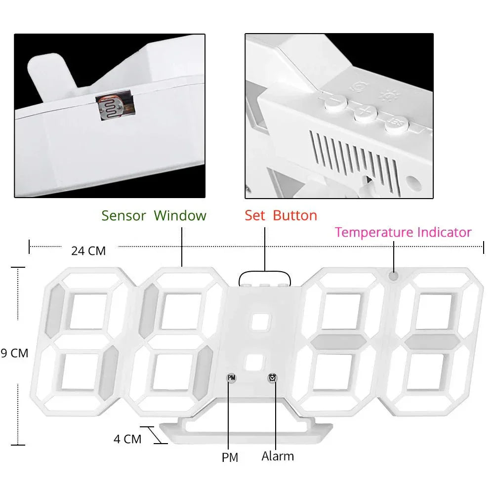 LumiSync Orologio da Parete LED 3D – Orologio Digitale Moderno con Illuminazione Dimmerabile