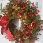 Corona di Natale con Ciliegie Rosse – Corona Decorativa per Porta per Natale