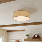 Lampada da soffitto a tamburo in lino per camera moderna