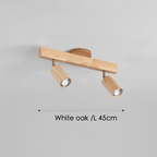 Spot da soffitto in legno massello – Regolabile, Rovere Bianco o Noce