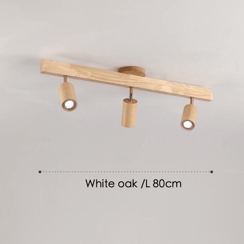 Spot da soffitto in legno massello – Regolabile, Rovere Bianco o Noce