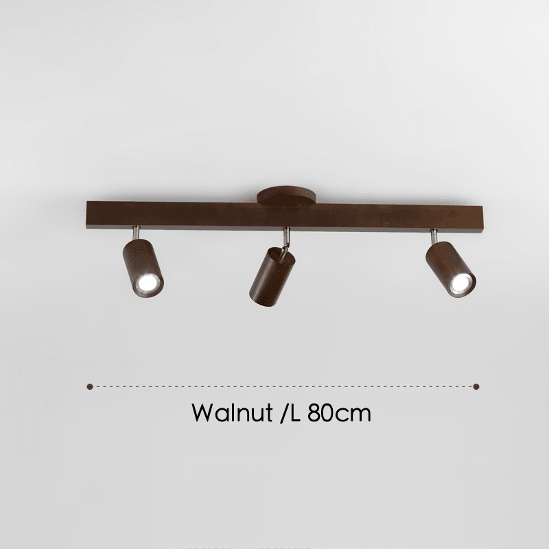 Spot da soffitto in legno massello – Regolabile, Rovere Bianco o Noce