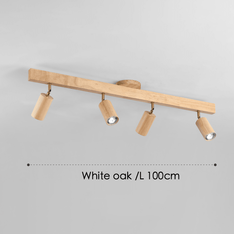 Spot da soffitto in legno massello – Regolabile, Rovere Bianco o Noce