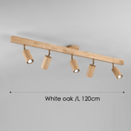 Spot da soffitto in legno massello – Regolabile, Rovere Bianco o Noce