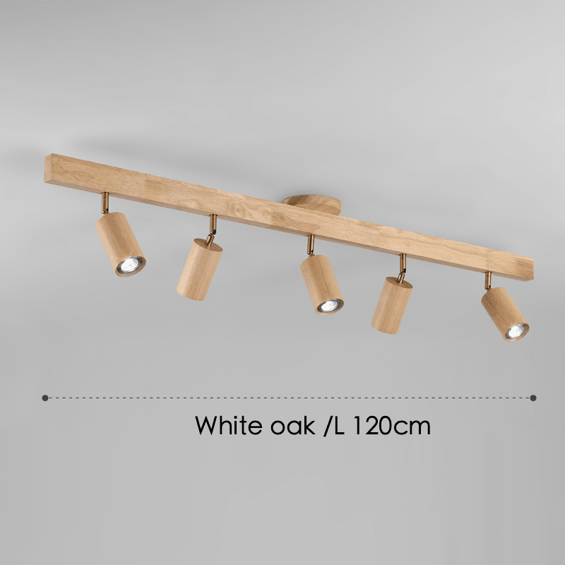Spot da soffitto in legno massello – Regolabile, Rovere Bianco o Noce