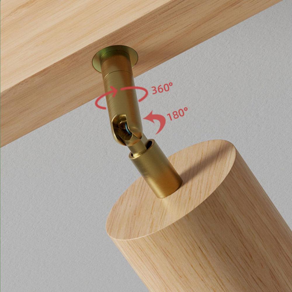 Spot da soffitto in legno massello – Regolabile, Rovere Bianco o Noce