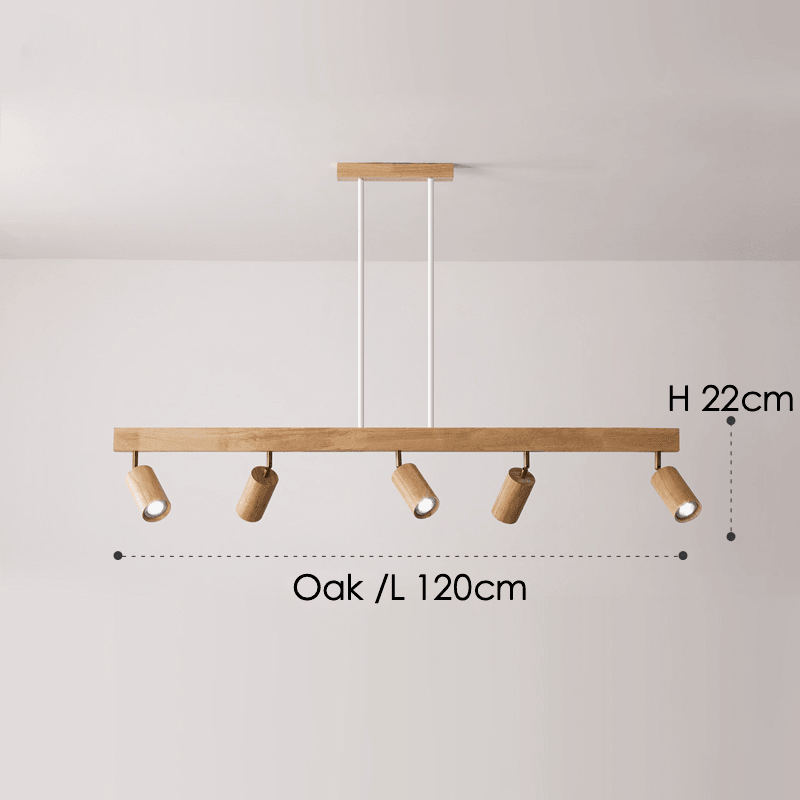 Spot da soffitto in legno massello – Regolabile, Rovere Bianco o Noce