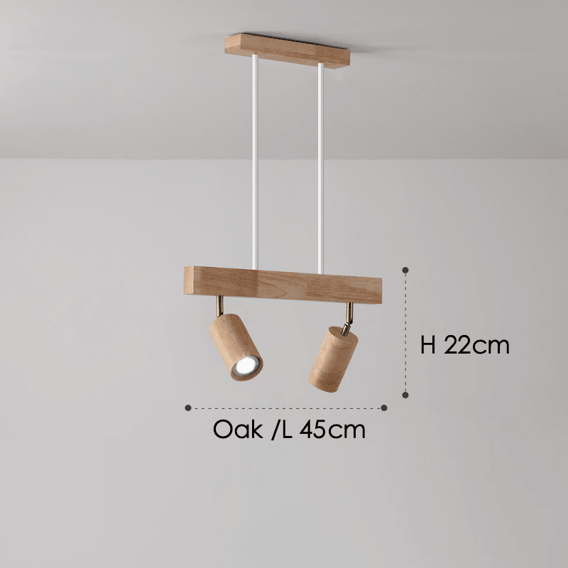 Spot da soffitto in legno massello – Regolabile, Rovere Bianco o Noce