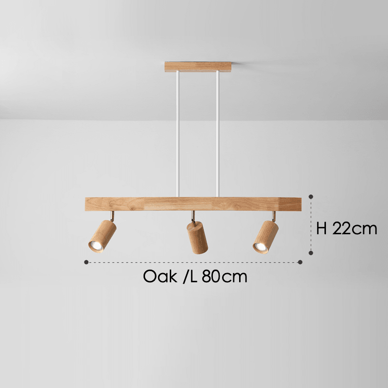 Spot da soffitto in legno massello – Regolabile, Rovere Bianco o Noce