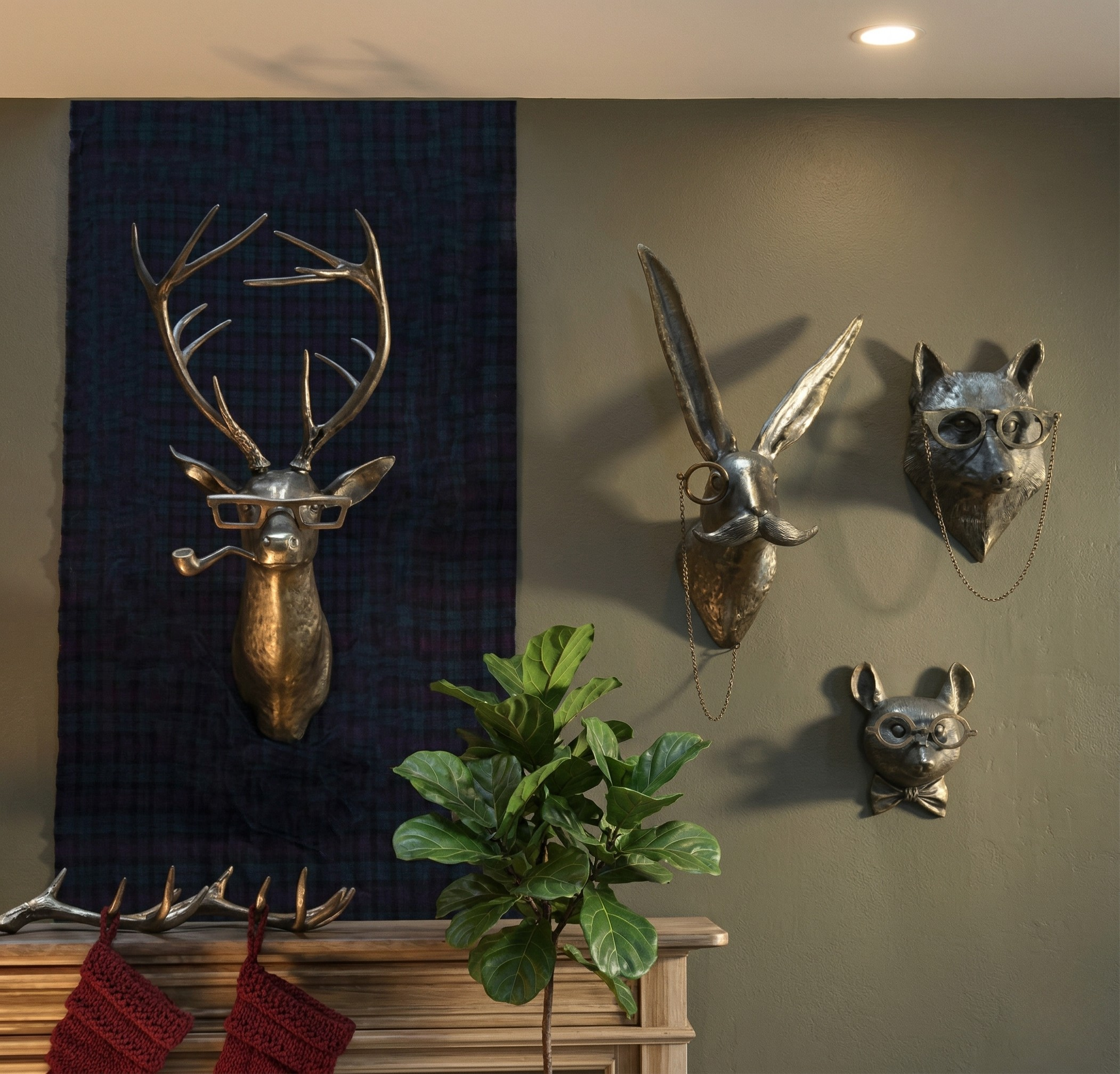 Decorazione da Parete Testa di Animale Design Artistico Vintage