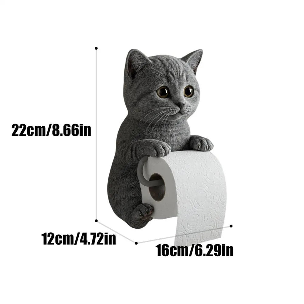 Porta Rotolo di Carta Igienica a Forma di Gatto Decorativo in Resina