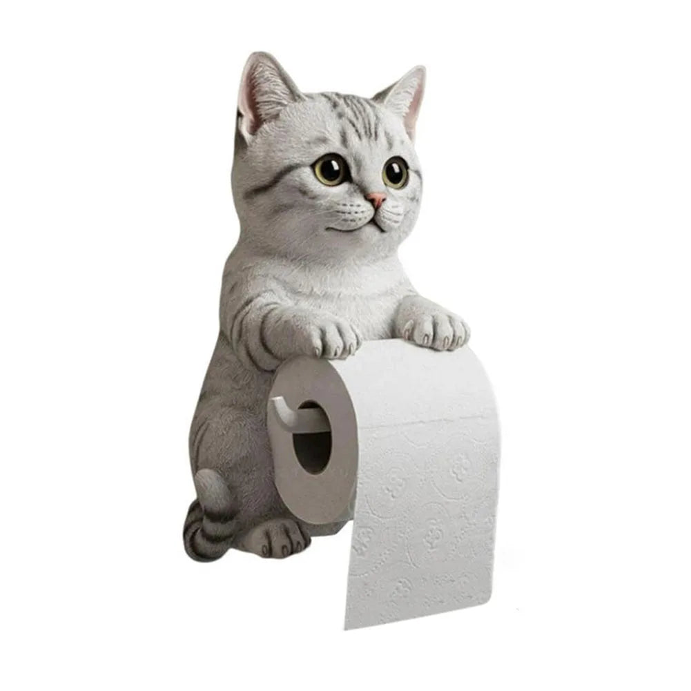 Porta Rotolo di Carta Igienica a Forma di Gatto Decorativo in Resina