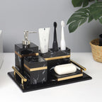 DECORVA – Elegante Vassoio in Marmo Nero per Decorazioni di Lusso per Bagno
