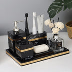 DECORVA – Elegante Vassoio in Marmo Nero per Decorazioni di Lusso per Bagno