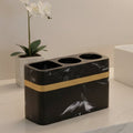 DECORVA – Elegante Vassoio in Marmo Nero per Decorazioni di Lusso per Bagno