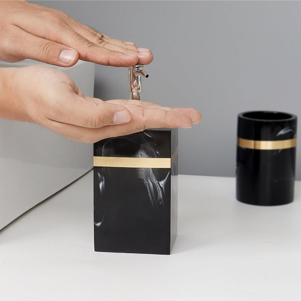 DECORVA – Elegante Vassoio in Marmo Nero per Decorazioni di Lusso per Bagno