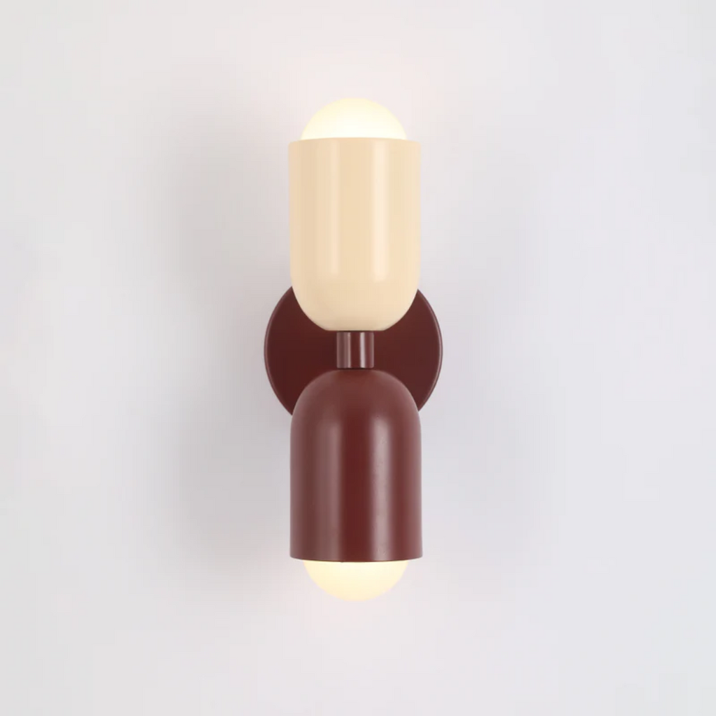 Applique da parete LED a cilindro in metallo moderno 2 luci