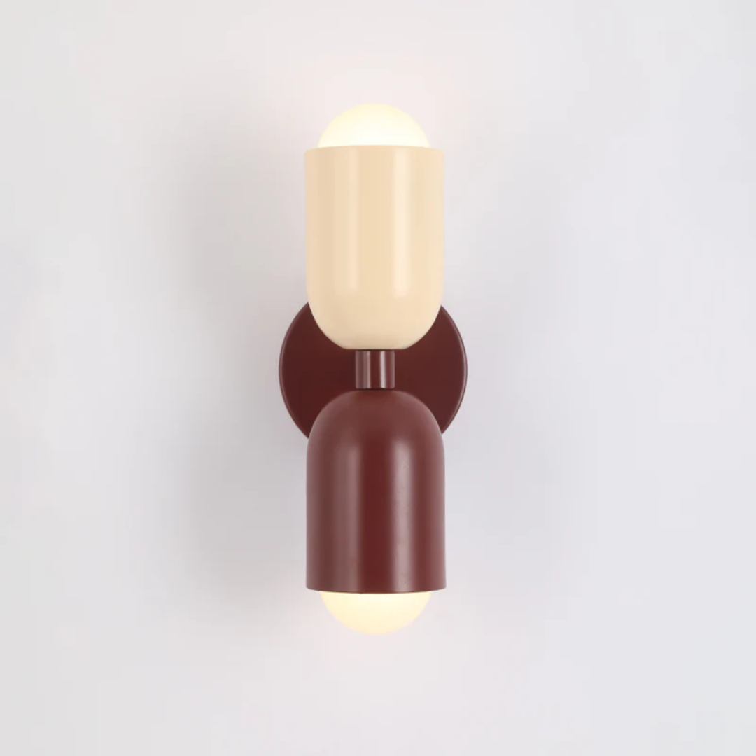 Applique da parete LED a cilindro in metallo moderno 2 luci