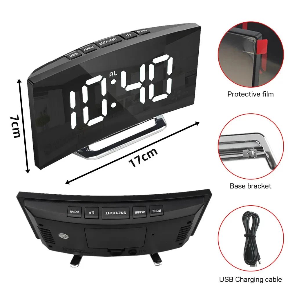 DIGITRACK – Orologio Sveglia Digitale Elegante con Grande Display LED e Design Silenzioso