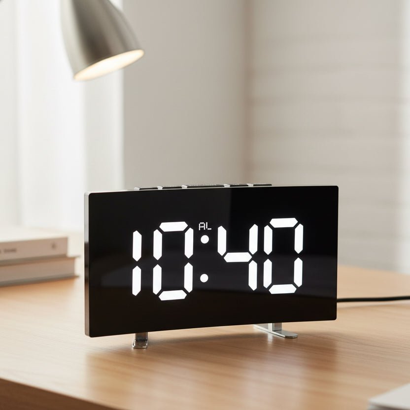 DIGITRACK – Orologio Sveglia Digitale Elegante con Grande Display LED e Design Silenzioso