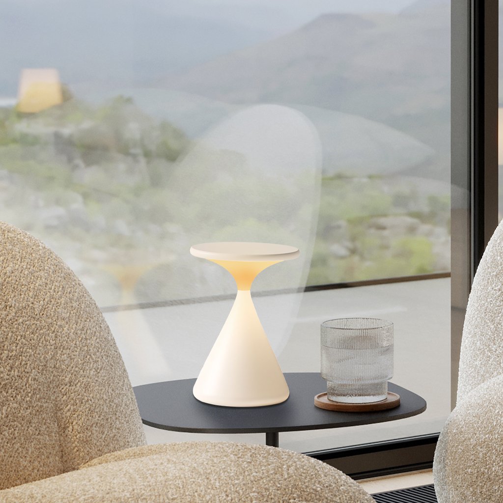 Lampada da tavolo LED dimmerabile senza fili in design a clessidra