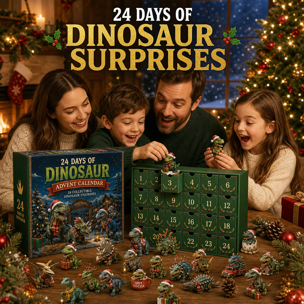 24 Giorni di Avvento di Natale con Dinosauri – 24 Figurine di Dinosauri Collezionabili e Sorprese Festive