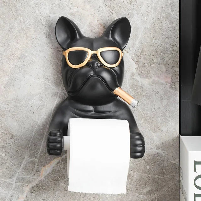 Porta Carta Igienica Design Cane in Resina Senza Perforazione Scatola per Fazzoletti
