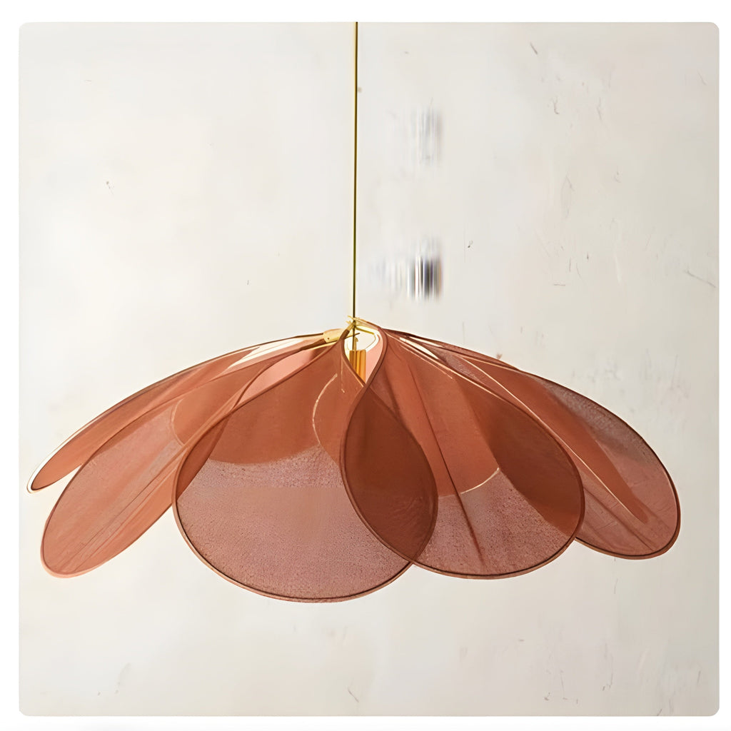 Lampada a sospensione con fiori di tessuto – Illuminazione moderna e decorativa per ambienti domestici