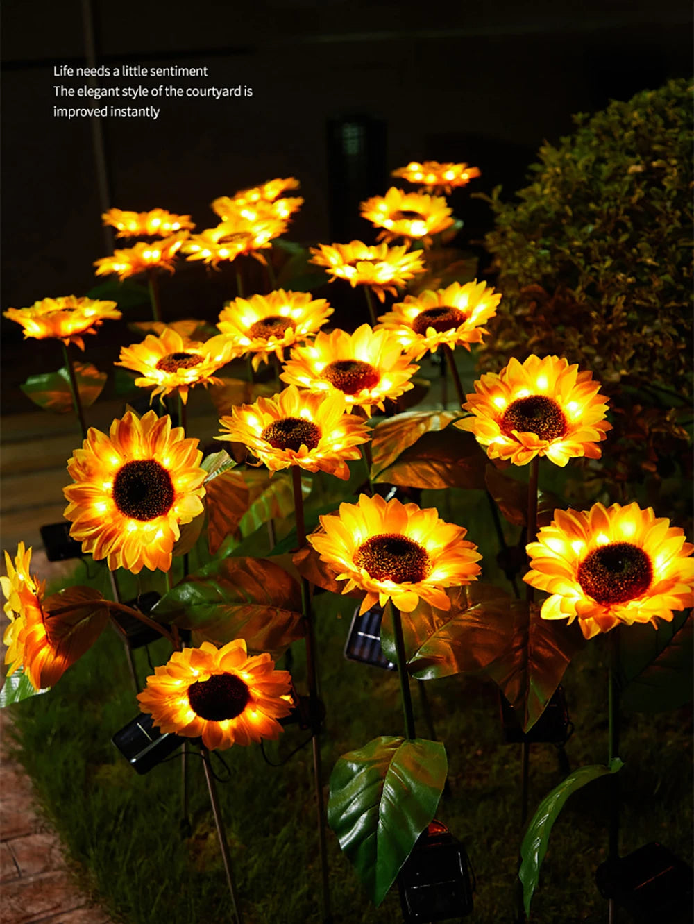 Lampada da esterno a forma di girasole impermeabile con pannello solare