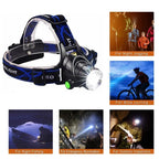 Lampada Frontale LED Ricaricabile e Impermeabile con Funzione Zoom per Attività Outdoor