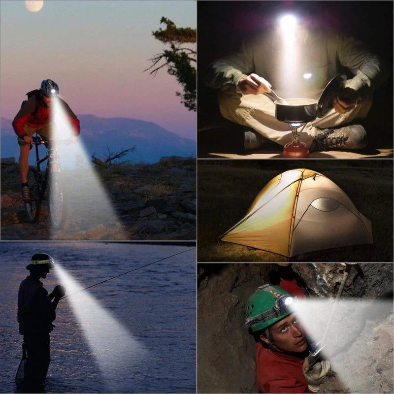 Lampada Frontale LED Ricaricabile e Impermeabile con Funzione Zoom per Attività Outdoor