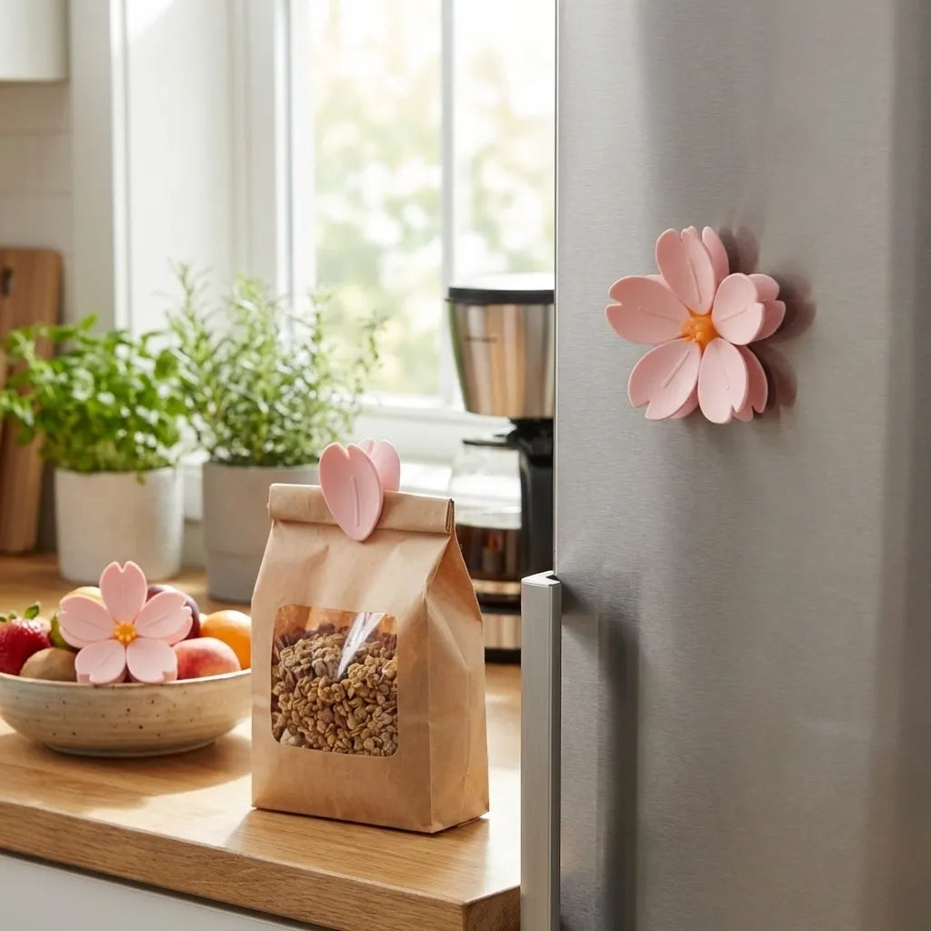 Clip per Sacchetti Magnetici Sakuri con Design Floreale