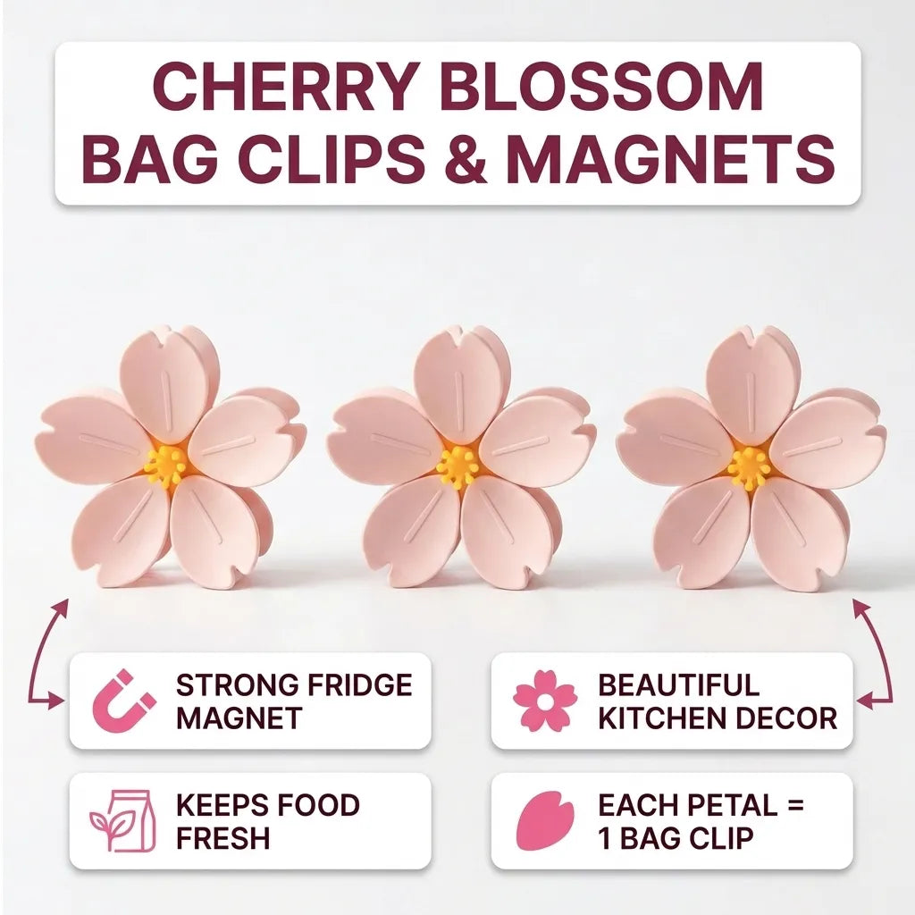 Clip per Sacchetti Magnetici Sakuri con Design Floreale