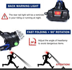 Lampada Frontale LED Ricaricabile e Impermeabile con Funzione Zoom per Attività Outdoor