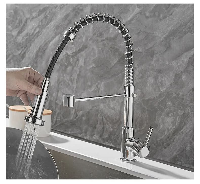 Rubinetto da Cucina DualFlow – Rubinetto in Ottone Nero e Oro con Doppio Beccuccio e Controllo a Leva Singola