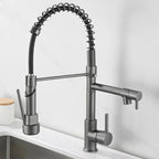 Rubinetto da Cucina DualFlow – Rubinetto in Ottone Nero e Oro con Doppio Beccuccio e Controllo a Leva Singola
