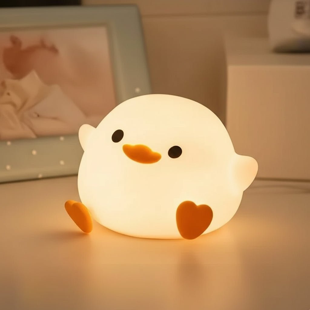 DUCKLUME – Carina Lampada Notturna LED a Forma di Anatra con Sensore Tattile in Silicone
