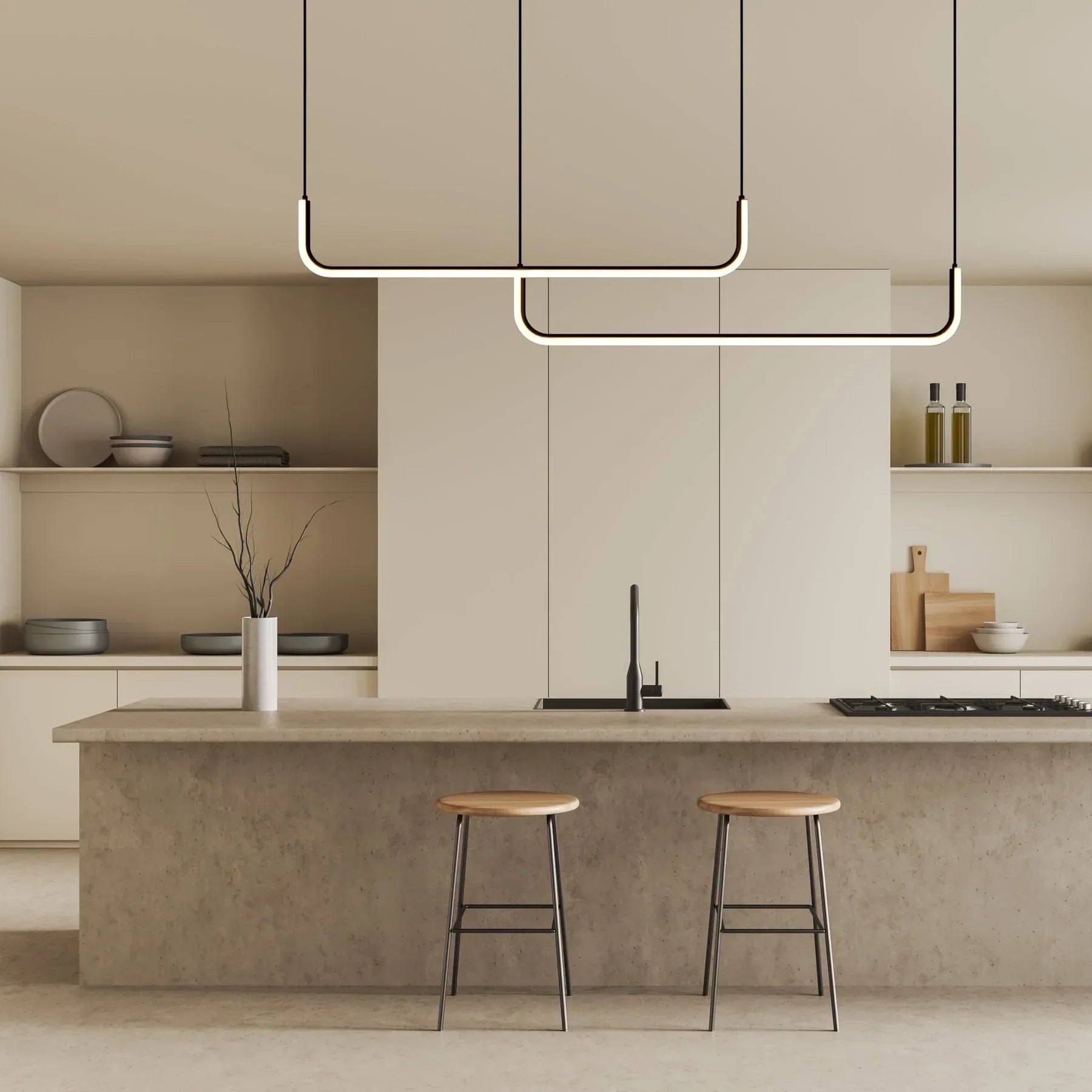 Sospensione lineare per isola cucina
