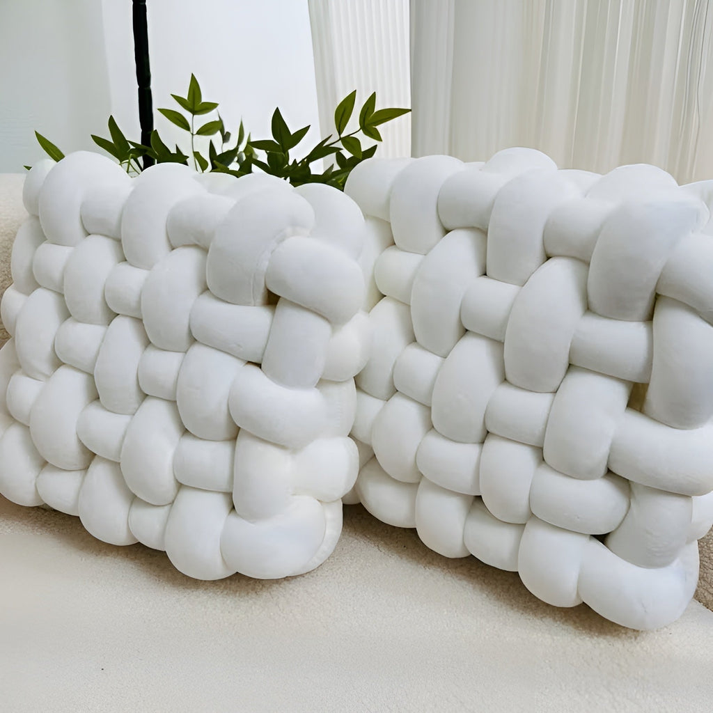 Cuscini decorativi a nodo in set da 2 – Morbidi e Decorativi | Perfetti per divano, letto e soggiorno