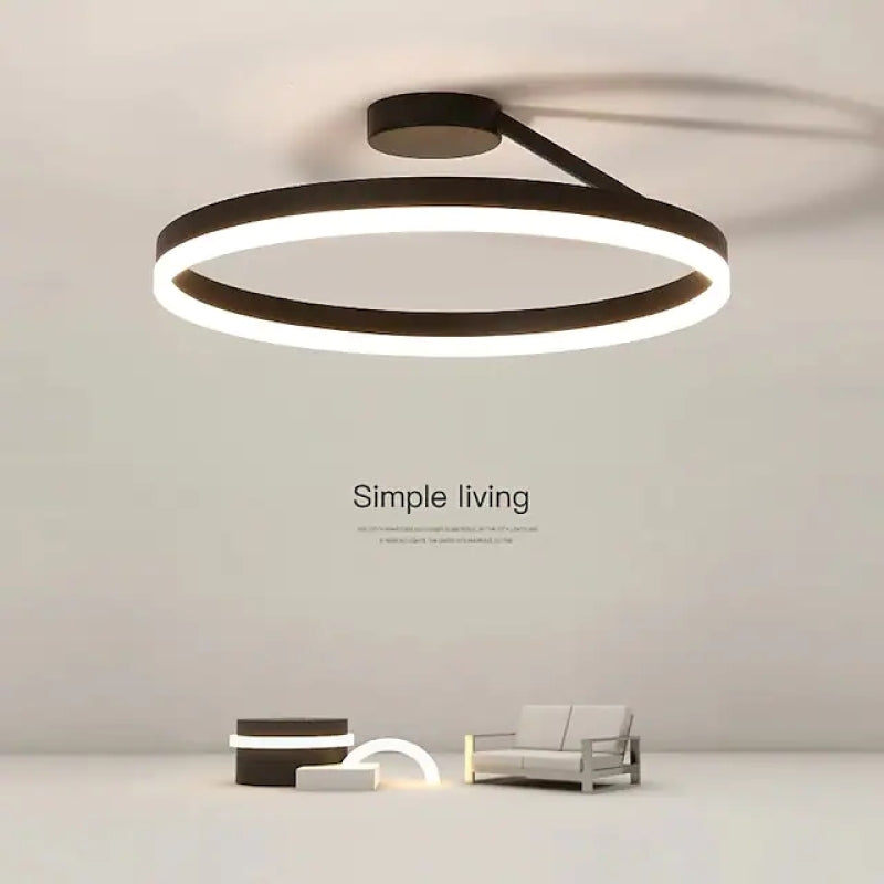 Solen Moderno Lampadario a Soffitto Circolare, Nero e Bianco