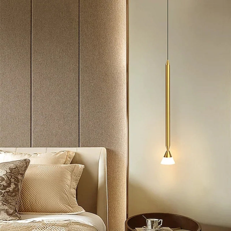 Lampada a Sospensione Metallica Lineare Auri, Nera e Oro