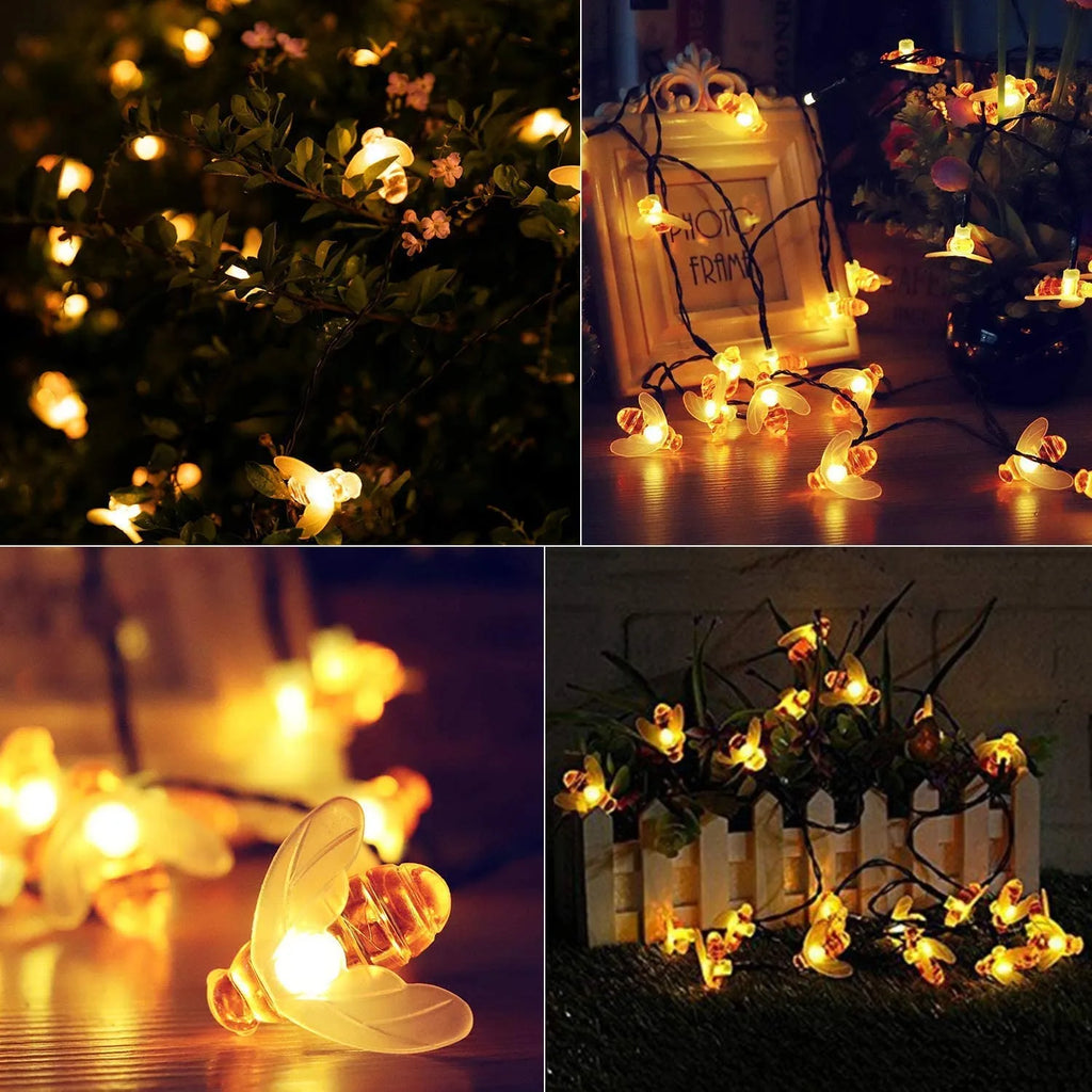 Catena di Luci LED Solari con Api – Illuminazione da Giardino a Energia Solare per Esterni