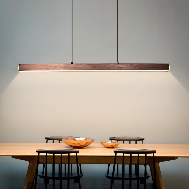 Lampada a sospensione LED in metallo lineare moderno Thala Nera/Marrone
