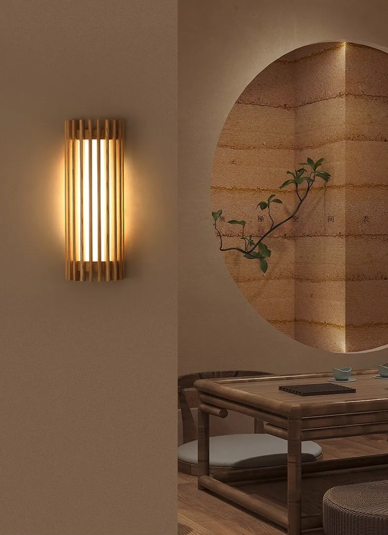 “ZenAura Wabi-Sabi Applique” – Applique LED in Noce Retro Giapponese